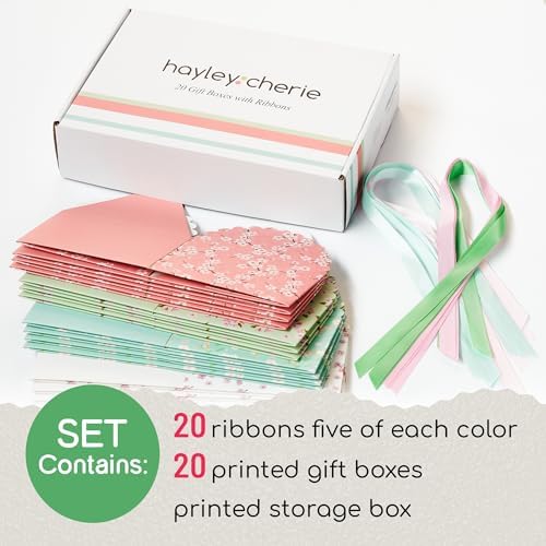 Small Floral Gift Boxes with Lids and Ribbons 20 Pack