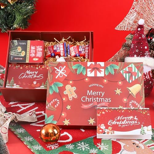 Red Christmas Gift Boxes with Lids 10 Pack