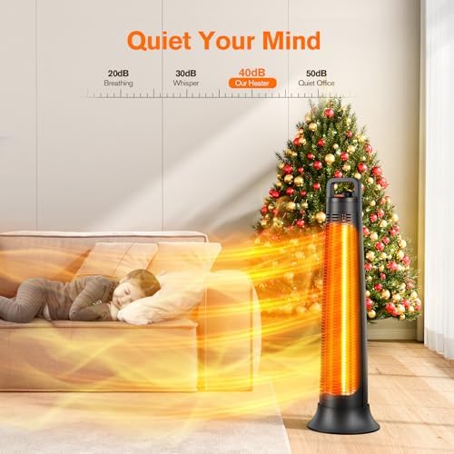 FLOWBREEZE Electric Patio Heater with 60 Degree Oscillation and 3S Instant Heating