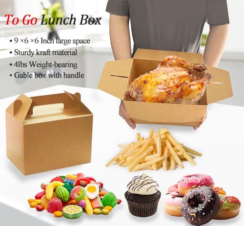 Unarty 30 Large Gable Boxes with Handle for Gifts and Parties