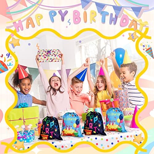 Sweetude 18 Pcs Birthday Drawstring Gift Bags with 9 Designs