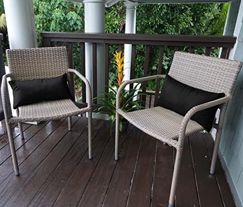 Vargottam Indoor Outdoor Polyester Lumbar Pillow Set of 2 Black