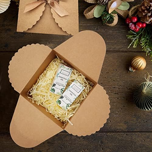 Zreneyfex 12 Piece Brown and White Gift Boxes with Lids and Ribbons