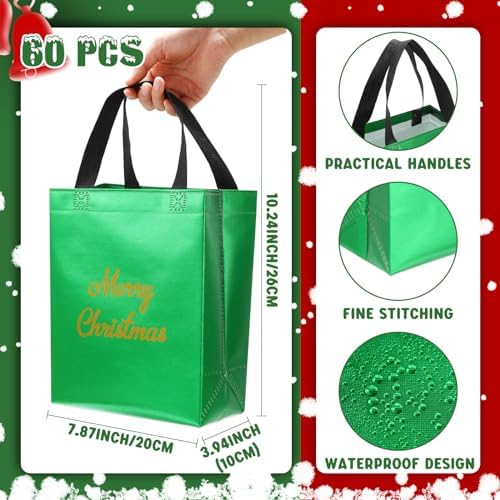 Paterr 60 Pcs Holographic Gift Bags with Glossy Finish