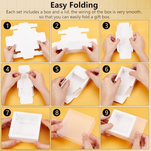 BENECREAT 12pcs White Paper Gift Boxes with PVC Windows