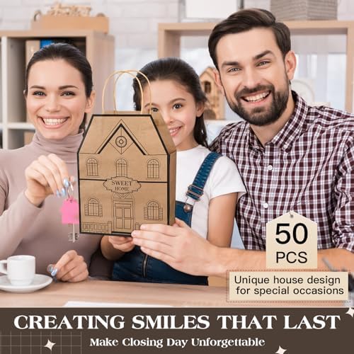 Cholemy 50 Piece House Shaped Gift Bags with Handles