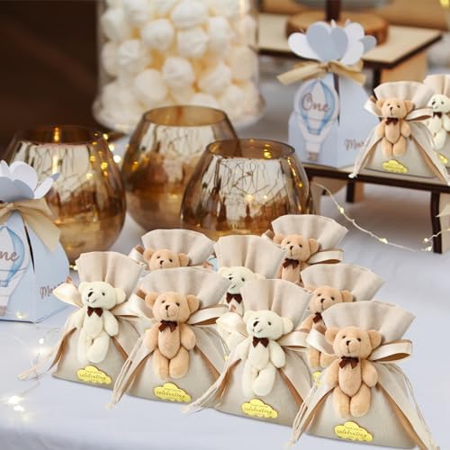 Shinylin 24 Pcs Plush Bear Gift Bags for Baby Shower