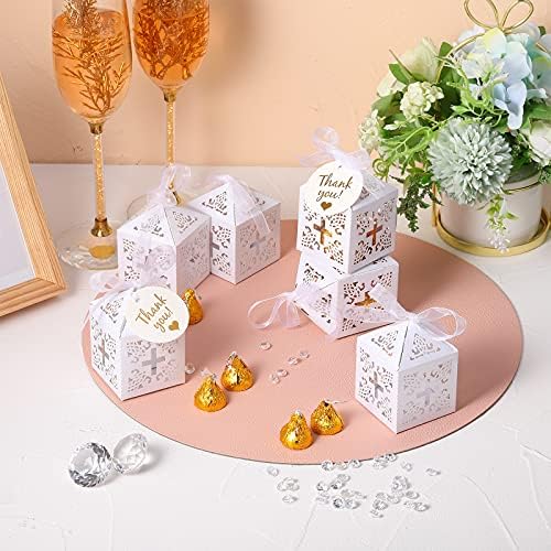 Marspark 50 White Christening Favor Boxes 2x2x3 Inch