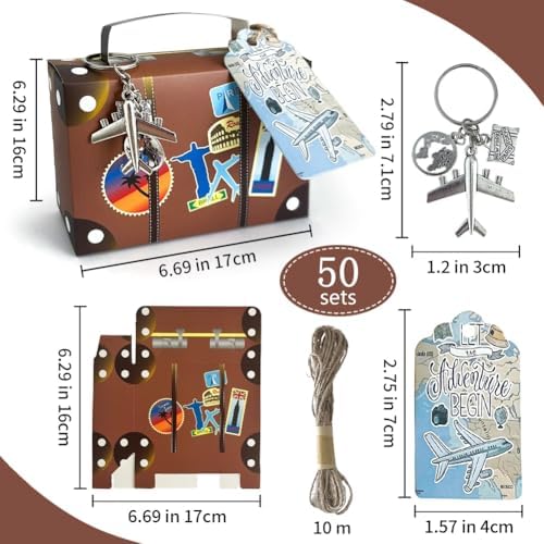 Aizhuang 50 Pcs Suitcase Party Favor Box Set
