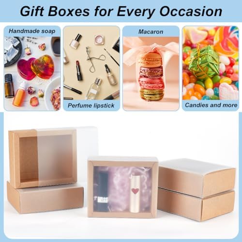 BENECREAT Kraft Gift Boxes with PVC Window