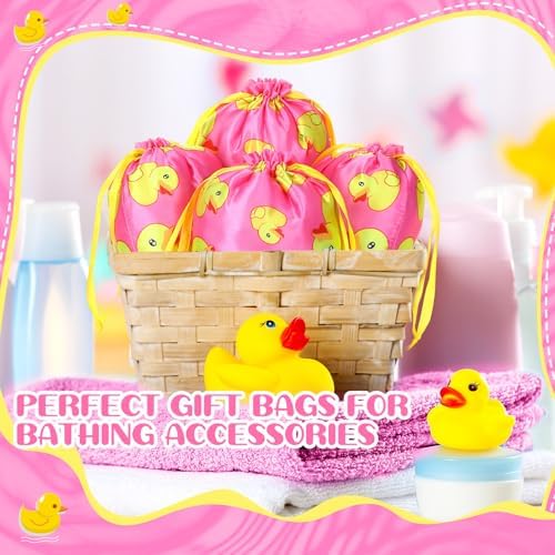Wesnoy 24 Pcs Yellow Duck Gift Bags with Drawstring