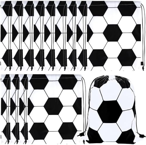 12 Pack Soccer Drawstring Bags for Parties and Gifts