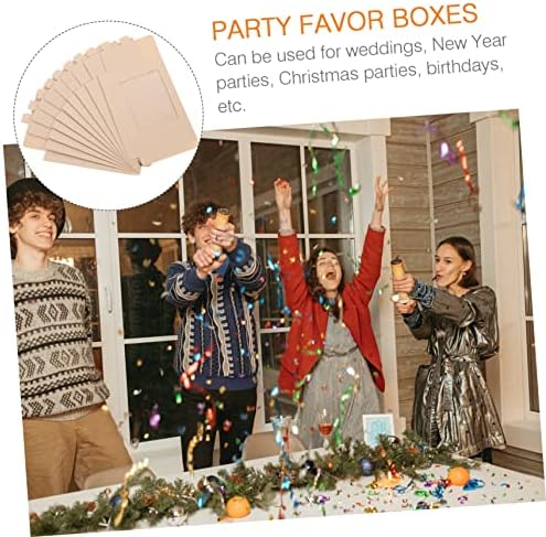 PRETYZOOM 10pcs Beige Kraft Paper Favor Boxes with Window
