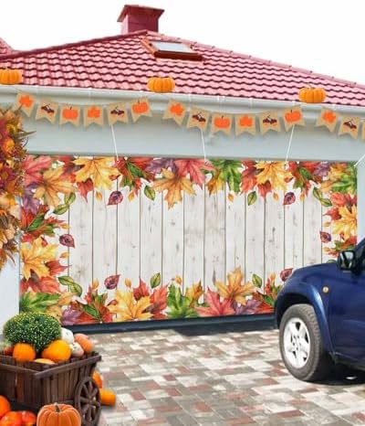 Fall Garage Door Banner 7x8 ft Wood Grain Texture