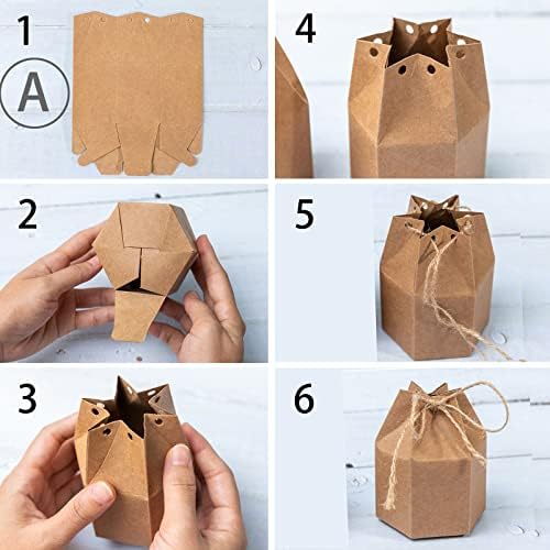 50 Pack White Kraft Gift Boxes with Twine