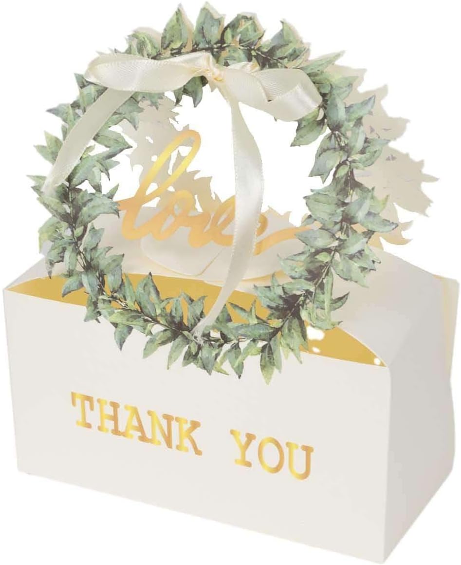Efavormart 25 Pack White Love Wreath Gift Boxes With Ribbon