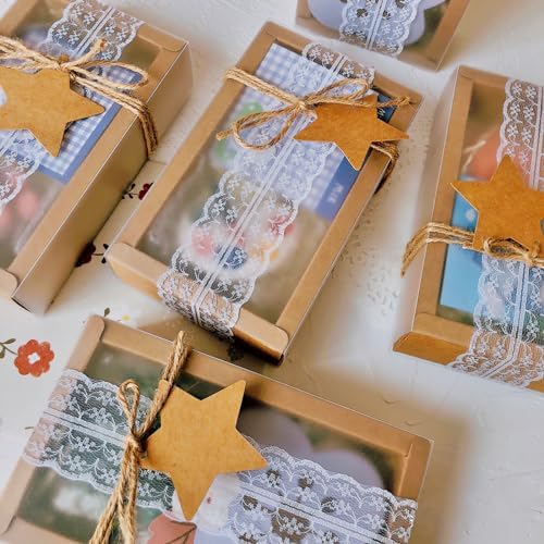 Kingrol 40 Pack Kraft Paper Drawer Boxes with Window