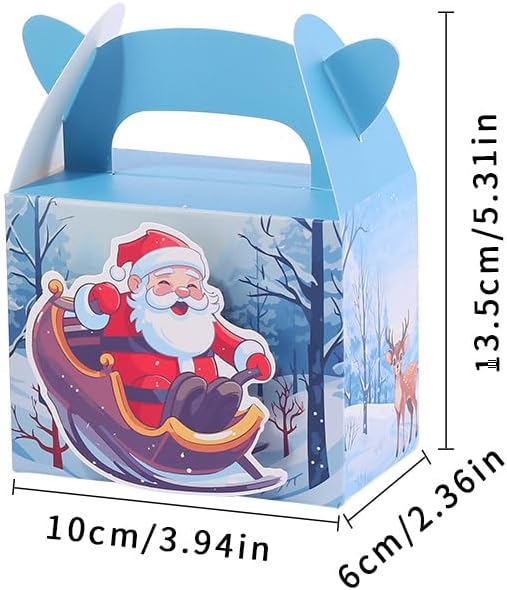 50PCS Christmas Treat Boxes with Handle Santa Gift Boxes