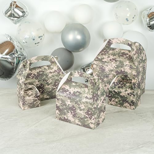 Restaurantware Camouflage Gable Party Boxes 25 Count With Handle
