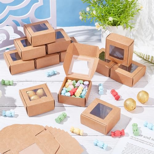 HOBBIESAY 20Pcs Folding Paper Boxes with Clear Window