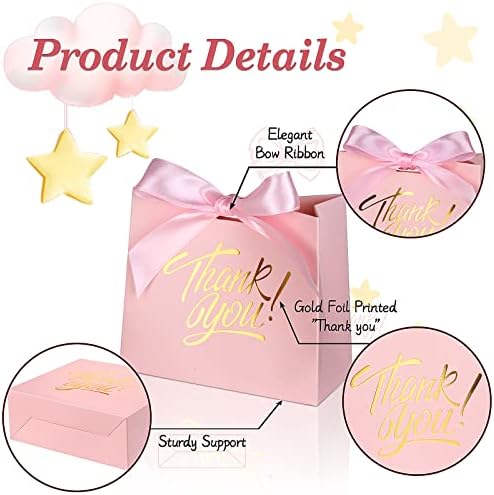 Small Thank You Gift Bags 60 Pack Gold Foil Bow Ribbons