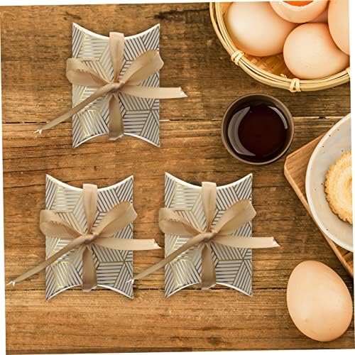 FRCOLOR 50PCS Small Pillow Candy Boxes with Foil Design