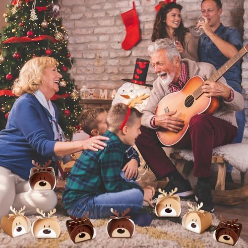 Cholemy 36 Pcs 3D Elk Christmas Cookie Gift Boxes