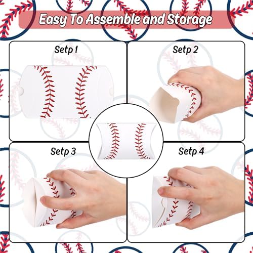 Whaline 50Pcs Baseball Theme Gift Boxes