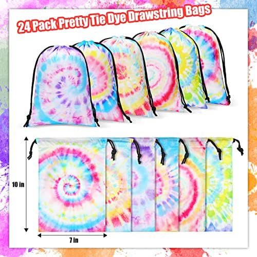 Zhengmy Tie Dye Party Favor Bags 24 Pack Spiral Style