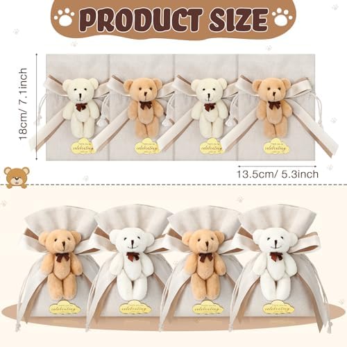 Shinylin 24 Pcs Plush Bear Gift Bags for Baby Shower