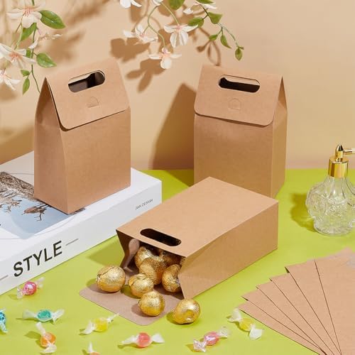 PH PandaHall 24 Pack Brown Gift Boxes with Handles