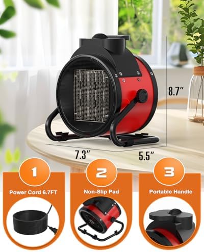 1500W Portable Electric Patio Heater with 3 Modes and Overheat Protection