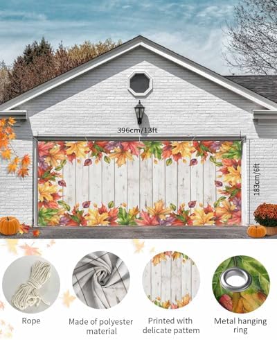 Fall Garage Door Banner 7x8 ft Wood Grain Texture
