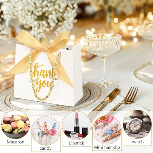 Nimbbex 50 Pack Mini Thank You Gift Bags with Handles