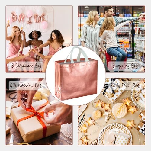 BLEWINDZ 60Pcs Reusable Gift Bags Rose Gold