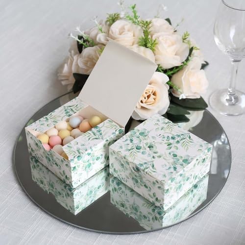 Efavormart 25 Pack White Green Eucalyptus Gift Boxes