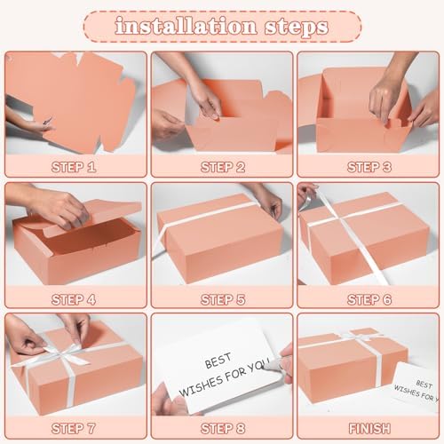 12 Pcs Large Pink Gift Boxes with Lid and Ribbon