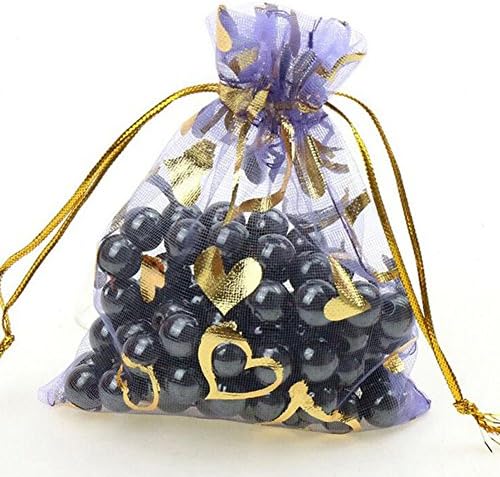 Wudygirl 100pcs Drawstring Organza Bags Lavender Love
