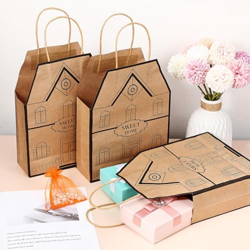 Cholemy 50 Piece House Shaped Gift Bags with Handles