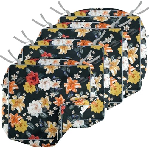 Porch Shield Outdoor Cushion Slipcovers Set 4 Floral Black