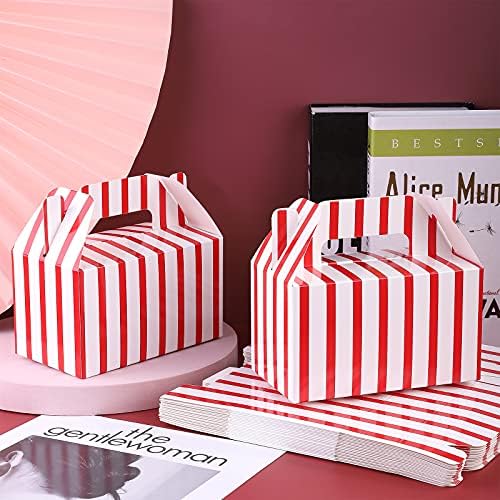 Elcoho 24 Pack Red White Circus Party Gift Boxes