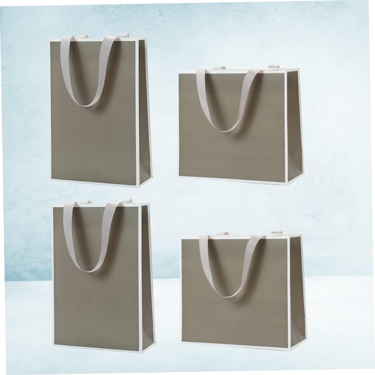 CALLARON 4Pcs Grey Paper Bags with Strong Rope Handles