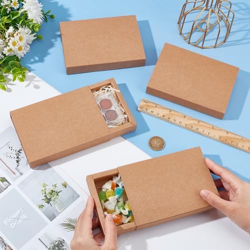 BENECREAT 20 Pack Brown Kraft Paper Drawer Boxes