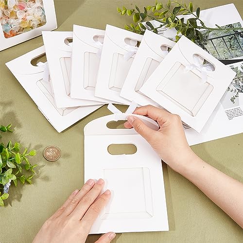 Nbeads 24 Pcs Small White Kraft Paper Bags with Window