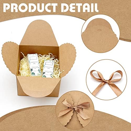 Zreneyfex 12 Piece Brown and White Gift Boxes with Lids and Ribbons