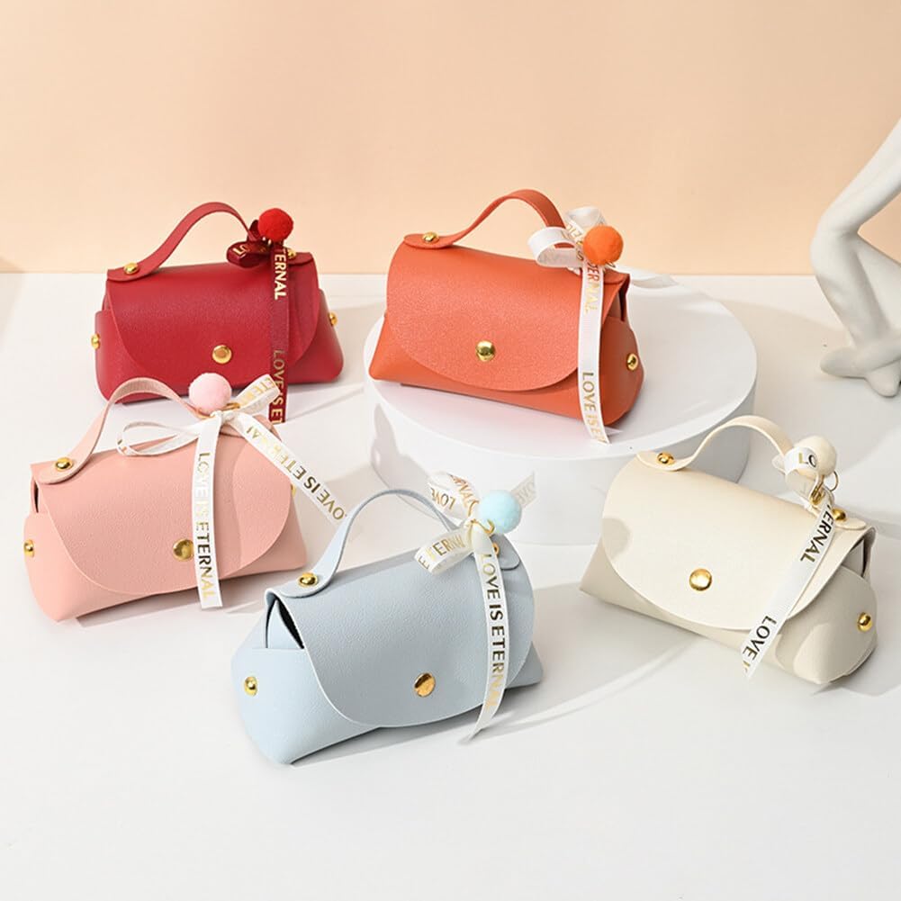 Leather Candy Boxes with Bow 6 PCS Beige