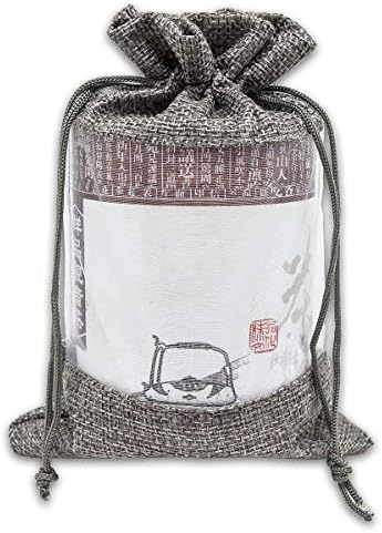 12-Pack Medium Linen Burlap and Organza Gift Bags with Drawstrings