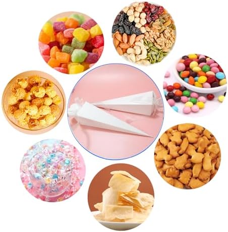 50 Piece White Cone Shaped Cookie Boxes with Ribbons