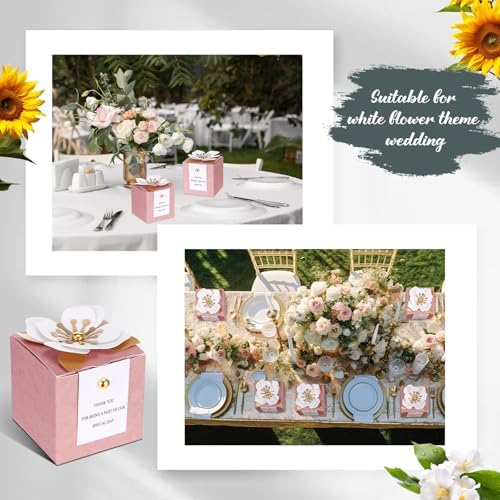 Affrolling 50 Pcs Wedding Favor Boxes with Pink Thank You Cards