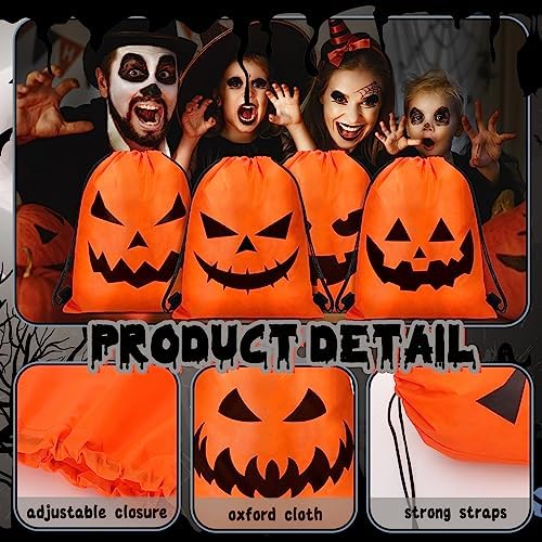 Sweetude 24 Halloween Drawstring Bags Large Backpacks Orange